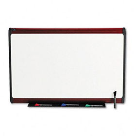 Premium Dry Erase Board, Porcelain/Steel, 36 x 24, White/Mahogany Framequartet 