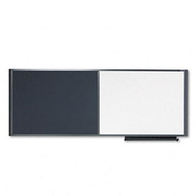 Bulletin/Dry Erase Board, Fabric/Fiberboard, 36 x 18, Gray/White, Gray Frame