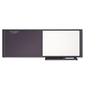 Bulletin/Dry Erase Board, Fabric/Fiberboard, 48 x 18, Gray/White, Gray Framequartet 