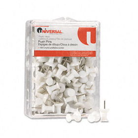 Universal 31302 - Colored Push Pins, Plastic, White, 3/8, 100/Packuniversal 