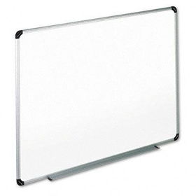 Dry Erase Board, Melamine, 72 x 48, White, Black/Gray Aluminum/Plastic Frameuniversal 