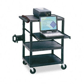 Quartet TPW35Q - Multimedia Projector Cart, 4-Shelf, 24w x 18d x 35h, Black