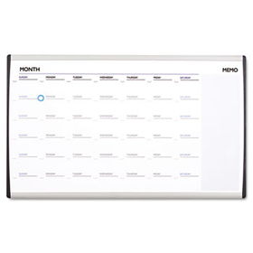 Magnetic Dry Erase Calendar, Painted Steel, 18 x 30, White/Aluminum Framequartet 