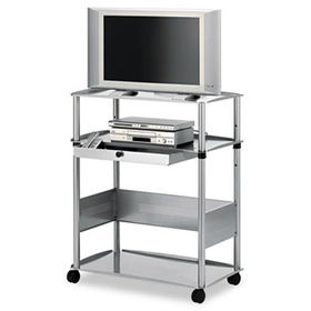 Quartet PWB1 - Wide Format Monitor Cart, 4-Shelf, 8w x 41d x 25h, Gray