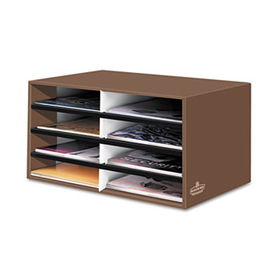 Decorative Eight Compartment Literature Sorter, Letter Size, Mocha Brownbankers 