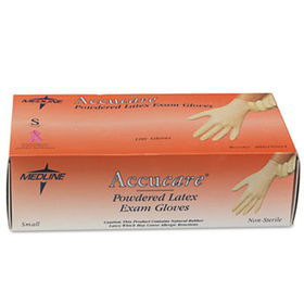 Medline MG1204 - MediGuard Powdered Latex Exam Gloves, Small, 100/Box