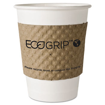 Eco-Products EG2000 - EcoGrip Renewable Resource Compostable/Recyclable Cup Sleeve, Kraft, 1300/Ctneco 