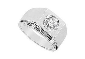 Mens Diamond Ring : 14K White Gold - 0.25 CT Diamonds - Ring Size 9.0mens 