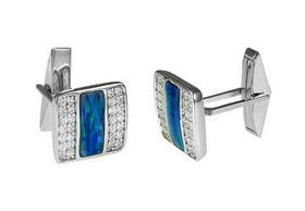 Opal and CZ Sterling Silver Cufflinksopal 