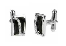 Mens Onyx and CZ Sterling Silver Cufflinksmens 