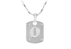 Dog Tag O CZ Sterling Silver Pendantdog 