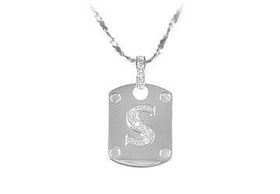 Dog Tag S CZ Sterling Silver Pendantdog 