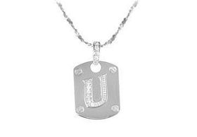 Dog Tag U CZ Sterling Silver Pendantdog 