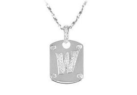 Dog Tag W CZ Sterling Silver Pendantdog 