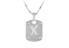 Dog Tag X CZ Sterling Silver Pendantdog 