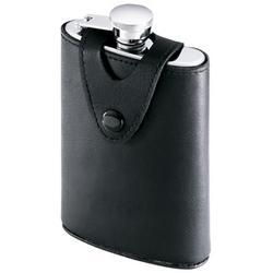Stainless Steel/Leather Flask, 6 oz.stainless 