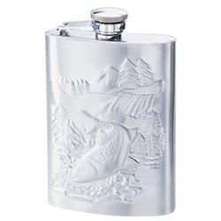 Stainless Steel Flask w/Wildlife Fish, 6 oz.stainless 