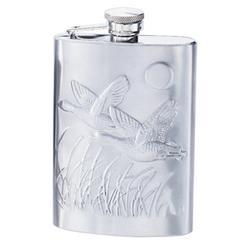Stainless Steel Flask w/Wildlife Duck, 6 oz.stainless 
