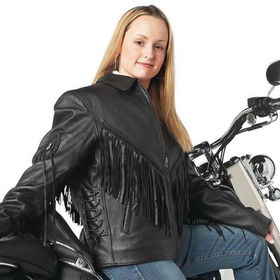 Diamond Plate&trade; Ladies&apos; Solid Genuine Leather Motorcycle Jacket (2X)diamond 