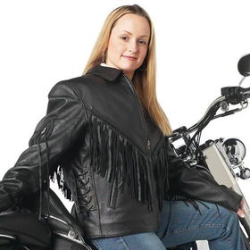 Diamond Plate&trade; Ladies&apos; Solid Genuine Leather Motorcycle Jacket (Large)diamond 