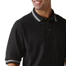 Jerzees cool knit sport shirt with striped collar and cuffs Color: BLACK / WHITE Mjerzees 