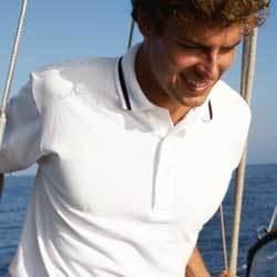 Outer Banks nautical stripe pique sport shirt men Color: BIMINI / NAVY / WHITE SMouter 