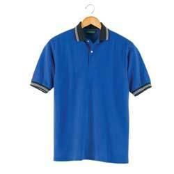 Outer Banks pique sport shirt with jacquard racing stripe collar and cuffs Color: BRIGHT ROYAL / BLACK / WHITE LGouter 