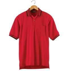 Outer Banks birdseye tipped sport shirt with pocket Color: BRIGHT RED / BLACK 2XLouter 