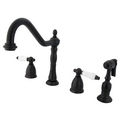 Kingston Brass Two Handle Widespread Deck Mount Kitchen Faucet with Brass Side Spray KB1795PLBS, Oil Rubbed Bronzekingston 