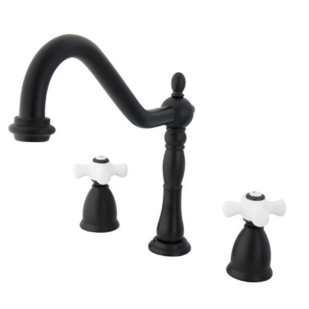 Kingston Brass Two Handle Widespread Deck Mount Kitchen Faucet KB1795PXLS, Oil Rubbed Bronzekingston 