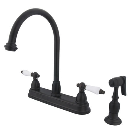 Kingston Brass Two Handle Centerset Deck Mount Kitchen Faucet with Brass Side Spray KB3755PLBS, Oil Rubbed Bronzekingston 