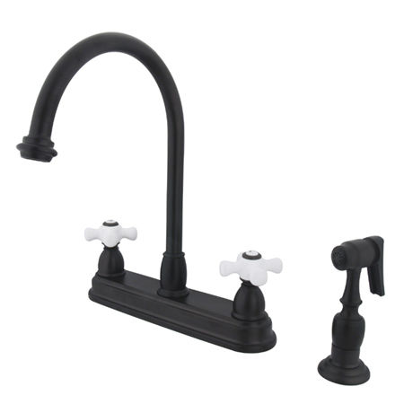 Kingston Brass Two Handle Centerset Deck Mount Kitchen Faucet with Brass Side Spray KB3755PXBS, Oil Rubbed Bronzekingston 