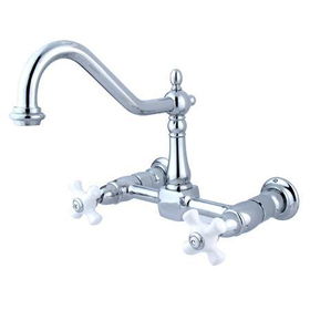 Kingston Brass Two Handle Centerset Wall Mount Kitchen Faucet KS1241PX, Chromekingston 