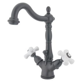 Kingston Brass Two Handle Centerset Deck Mount Lavatory Faucet with Brass Pop-up Drain KS1435PX, Oil Rubbed Bronzekingston 