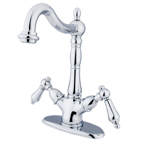 Kingston Brass Two Cross Handles Mono Deck Mount Bar Faucet KS1491AL, Chromekingston 