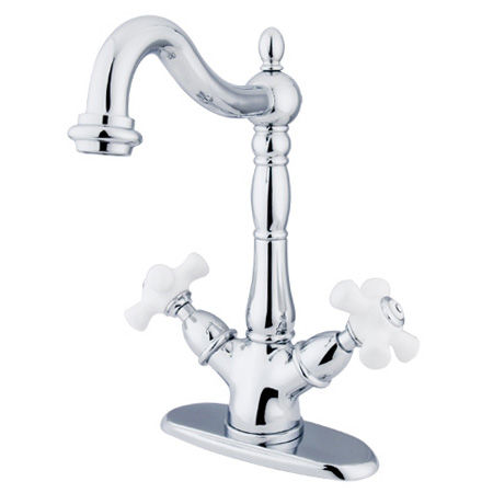 Kingston Brass Two Cross Handles Mono Deck Mount Bar Faucet KS1491PX, Chromekingston 