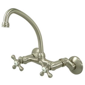 Kingston Brass Two Handle Widespread Wall Mount Kitchen Faucet KS214SN, Satin Nickelkingston 