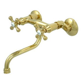 Kingston Brass Two Handle Widespread Wall Mount Kitchen Faucet KS216PB, Polished Brasskingston 