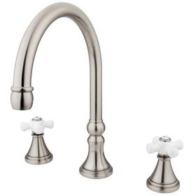 Kingston Brass Two Handle 8 in. to 16 in. Widespread Roman Tub Filler KS2348PX, Satin Nickelkingston 