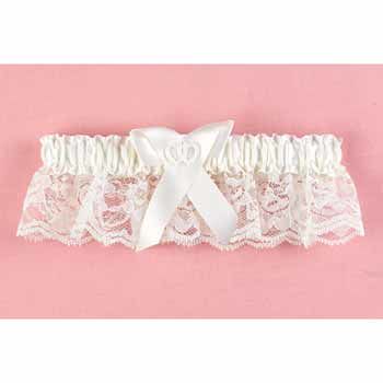 Ivory Double Heart Garter Wide Lace Case Pack 1ivory 