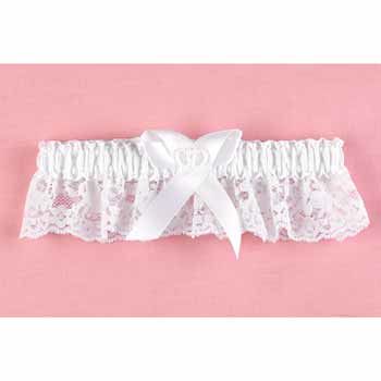 White Double Heart Garter Wide Lace Case Pack 1white 