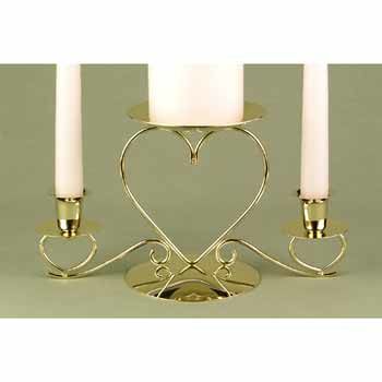 Brass - Triple Heart Candle Holders Case Pack 1brass 