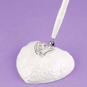 Porcelain Heart Shaped Pen Set Case Pack 1porcelain 