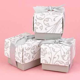 Grey Floral Pattern Favor Boxes Case Pack 1grey 