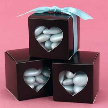 Brown Heart Window Favor Boxes Case Pack 1brown 