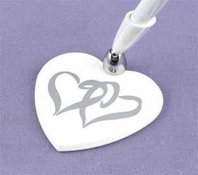 White Linked Heart Pen Set Case Pack 1white 