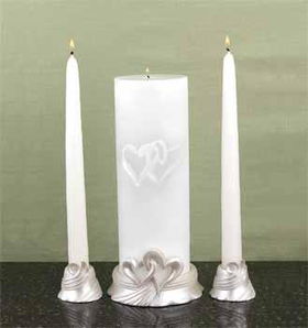 White Linked at Heart Unity Candle Set Case Pack 1white 