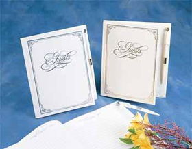 White Medium Guest Book w/Pen Case Pack 1white 