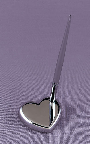 Silver Heart Shaped Pen Set Case Pack 1silver 