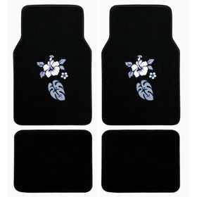 Blue Hibiscus Flowers Carpet 4 Piece Car Truck SUV Floor Matsblue 